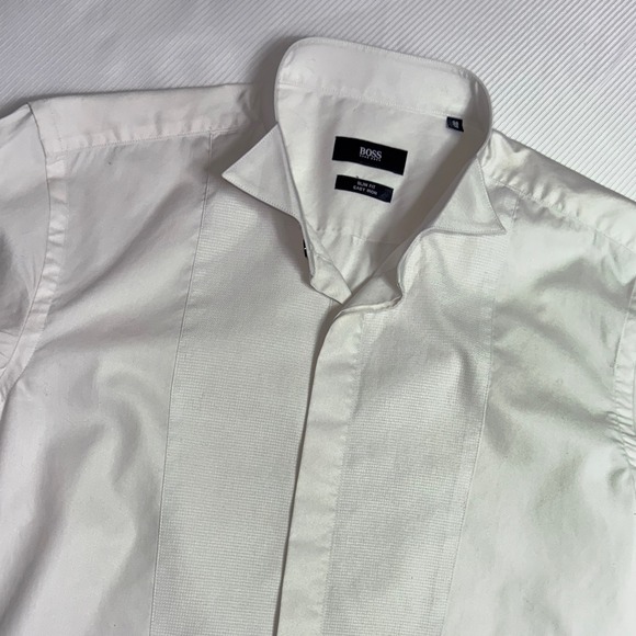 Hugo Boss Other - Hugo Boss Slim Fit Wing Collar Tuxedo Shirt White Getzner Fabric Size 38 15